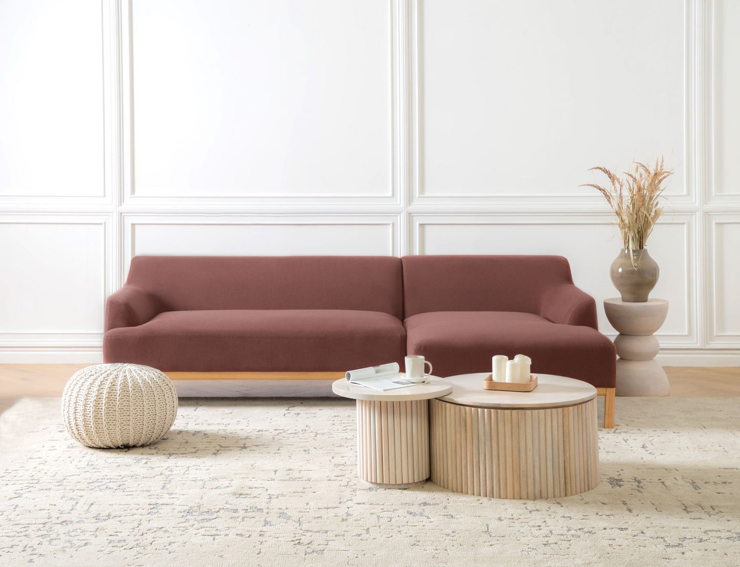 Left Hand Fabric Corner Sofa Burgundy SOSJO