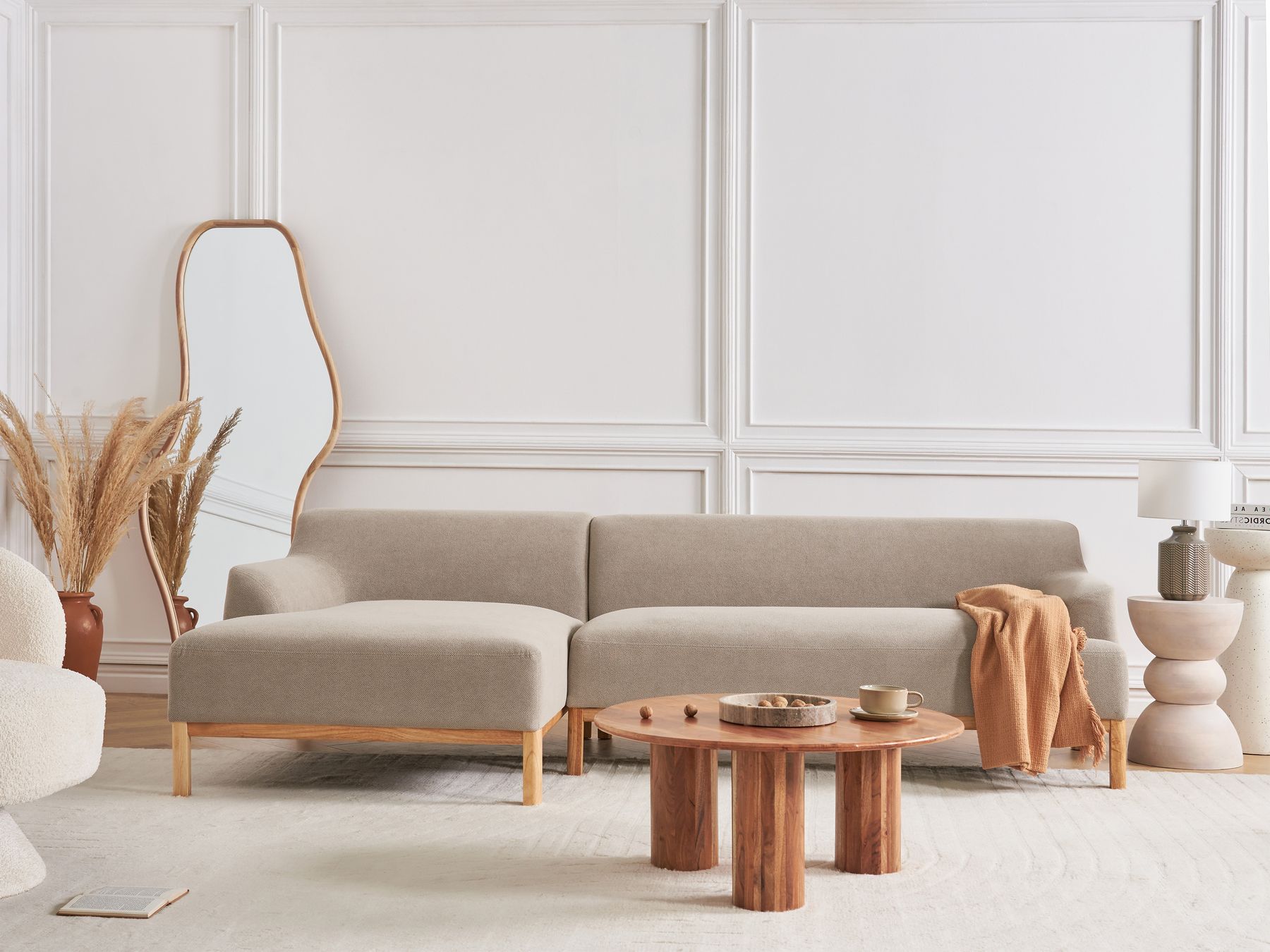 Right Hand Fabric Corner Sofa Taupe SOSJO