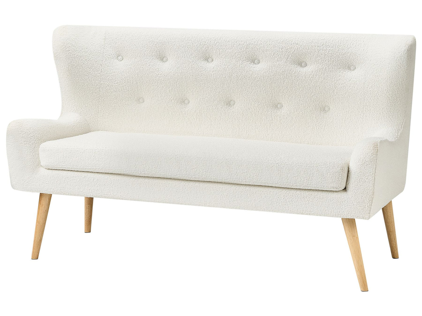 2 Seater Boucle Kitchen Sofa White SKIBBY