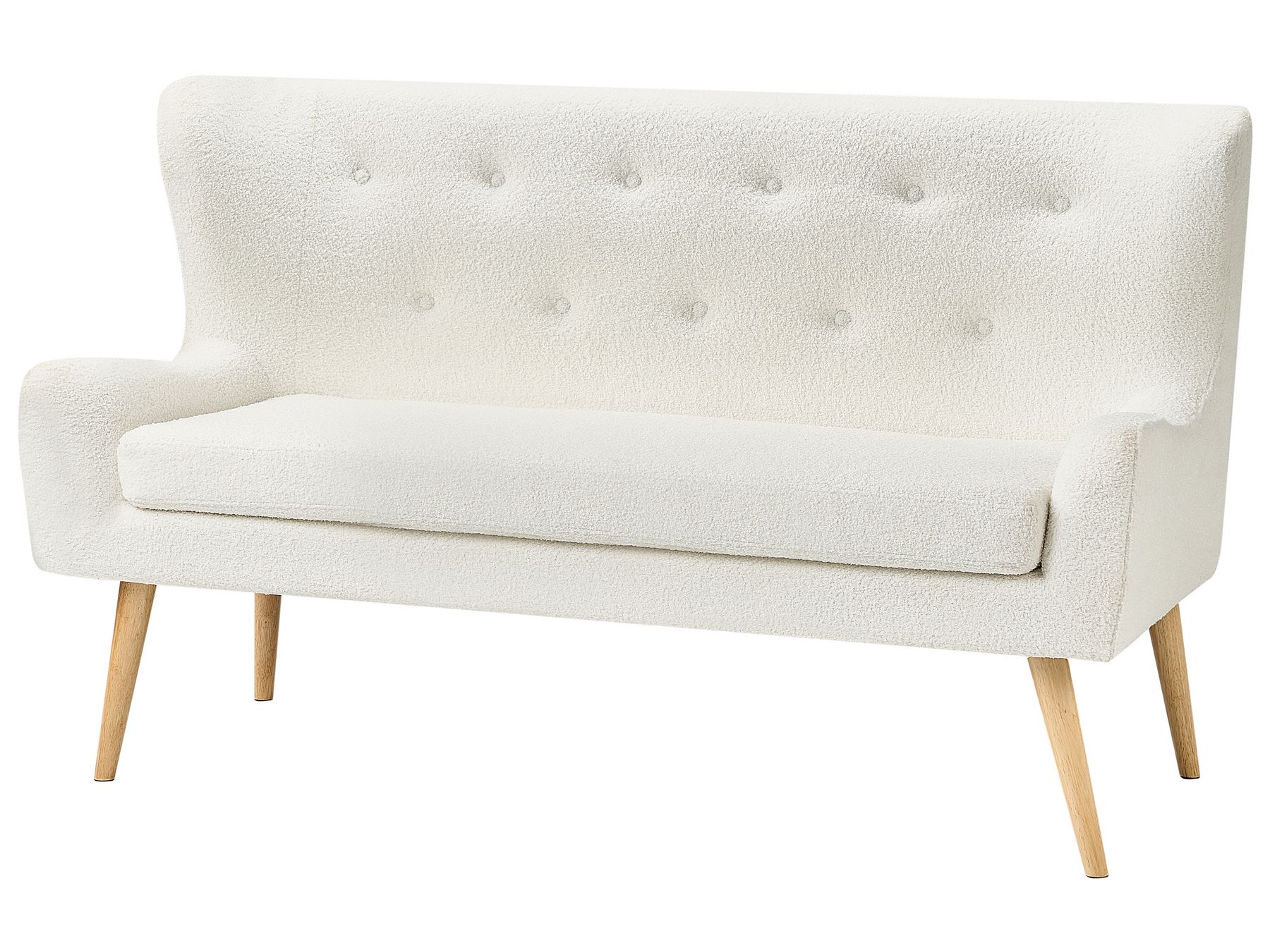 2 Seater Boucle Kitchen Sofa White SKIBBY