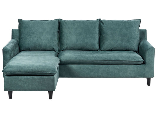 Right Hand Velvet Corner Sofa Teal ELVENES