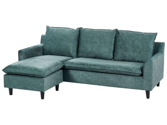 Right Hand Velvet Corner Sofa Teal ELVENES