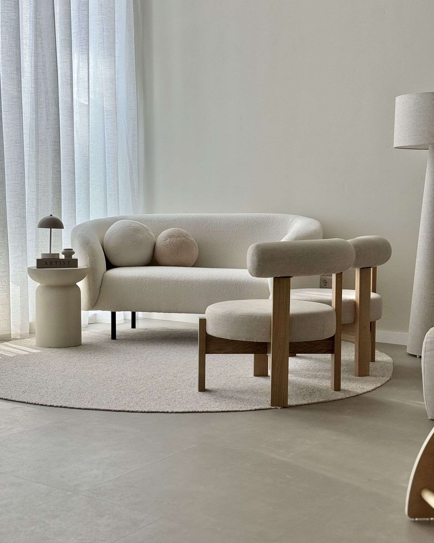 2 Seater Boucle Sofa White LOEN