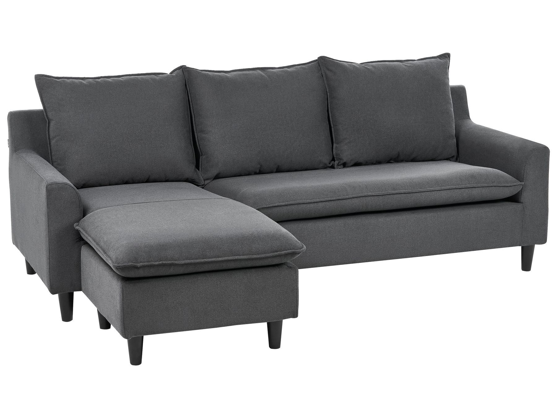 Right Hand Fabric Corner Sofa Dark Grey ELVENES