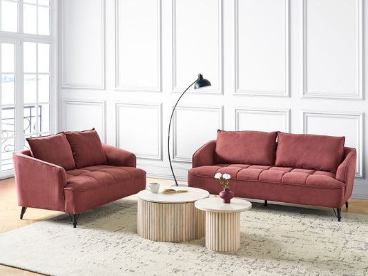 2 Seater Fabric Sofa Burgundy HOBRO