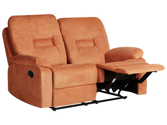 2 Seater Fabric Manual Recliner Sofa Orange BERGEN