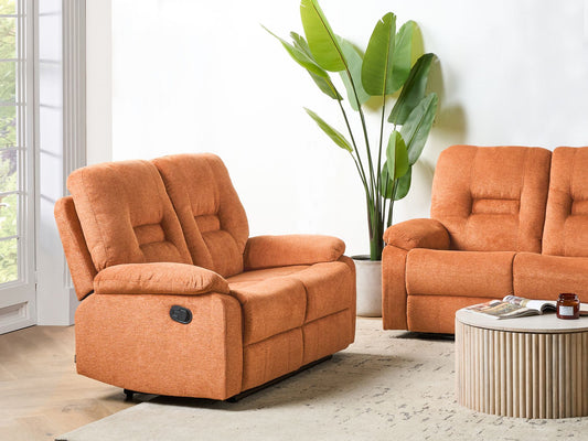 2 Seater Fabric Manual Recliner Sofa Orange BERGEN