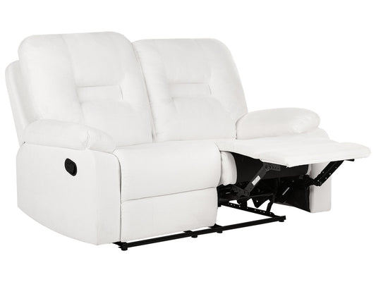 2 Seater Fabric Manual Recliner Sofa White BERGEN