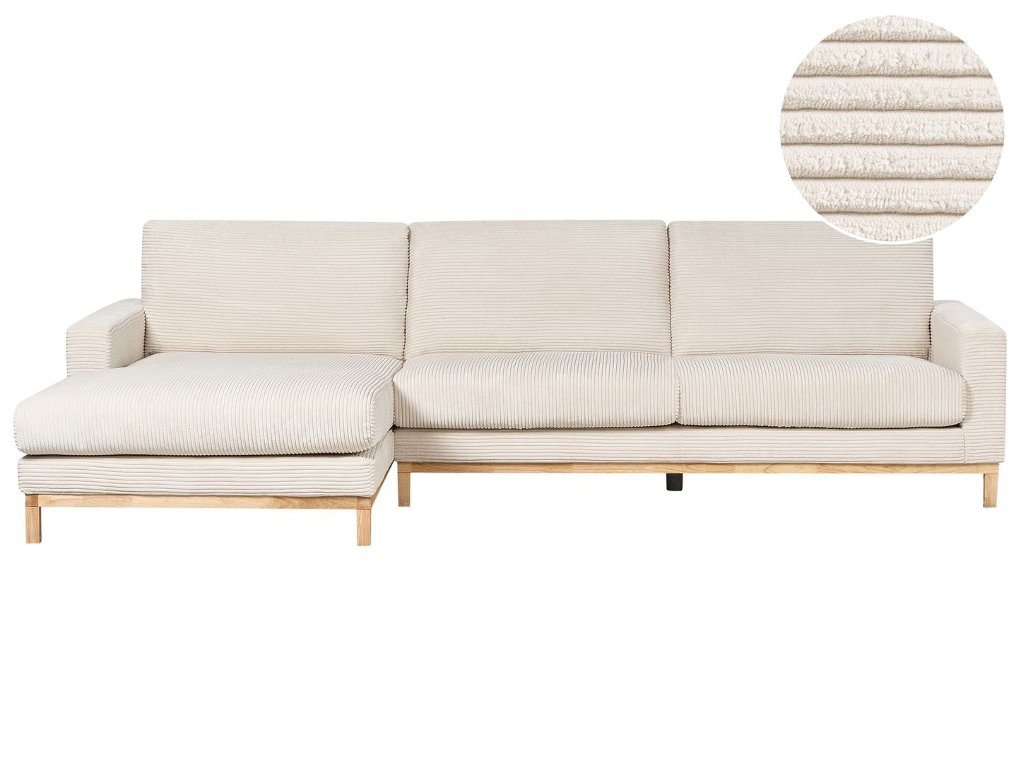 Right Hand Jumbo Cord Corner Sofa Light Beige SIGGARD
