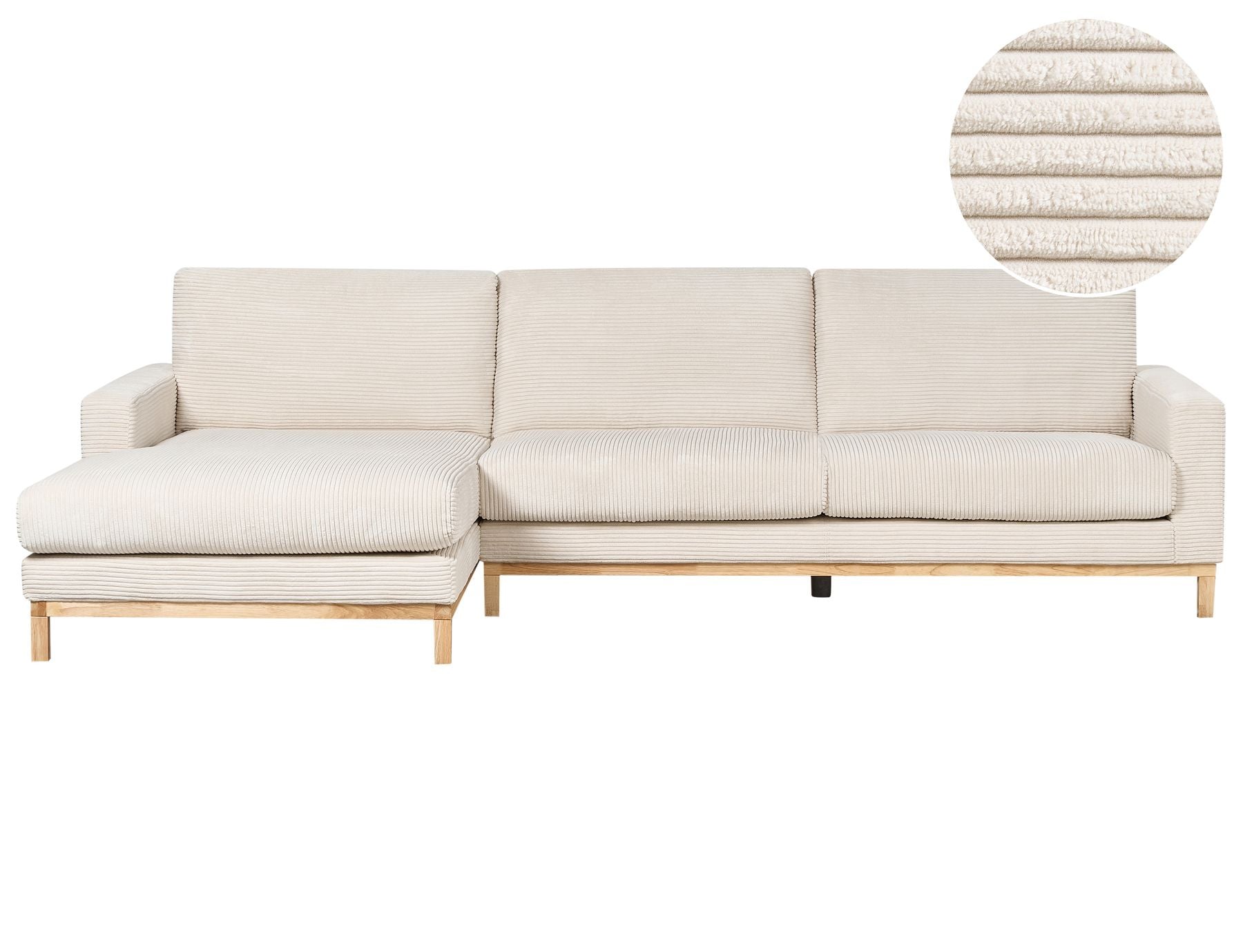 Right Hand Jumbo Cord Corner Sofa Light Beige SIGGARD