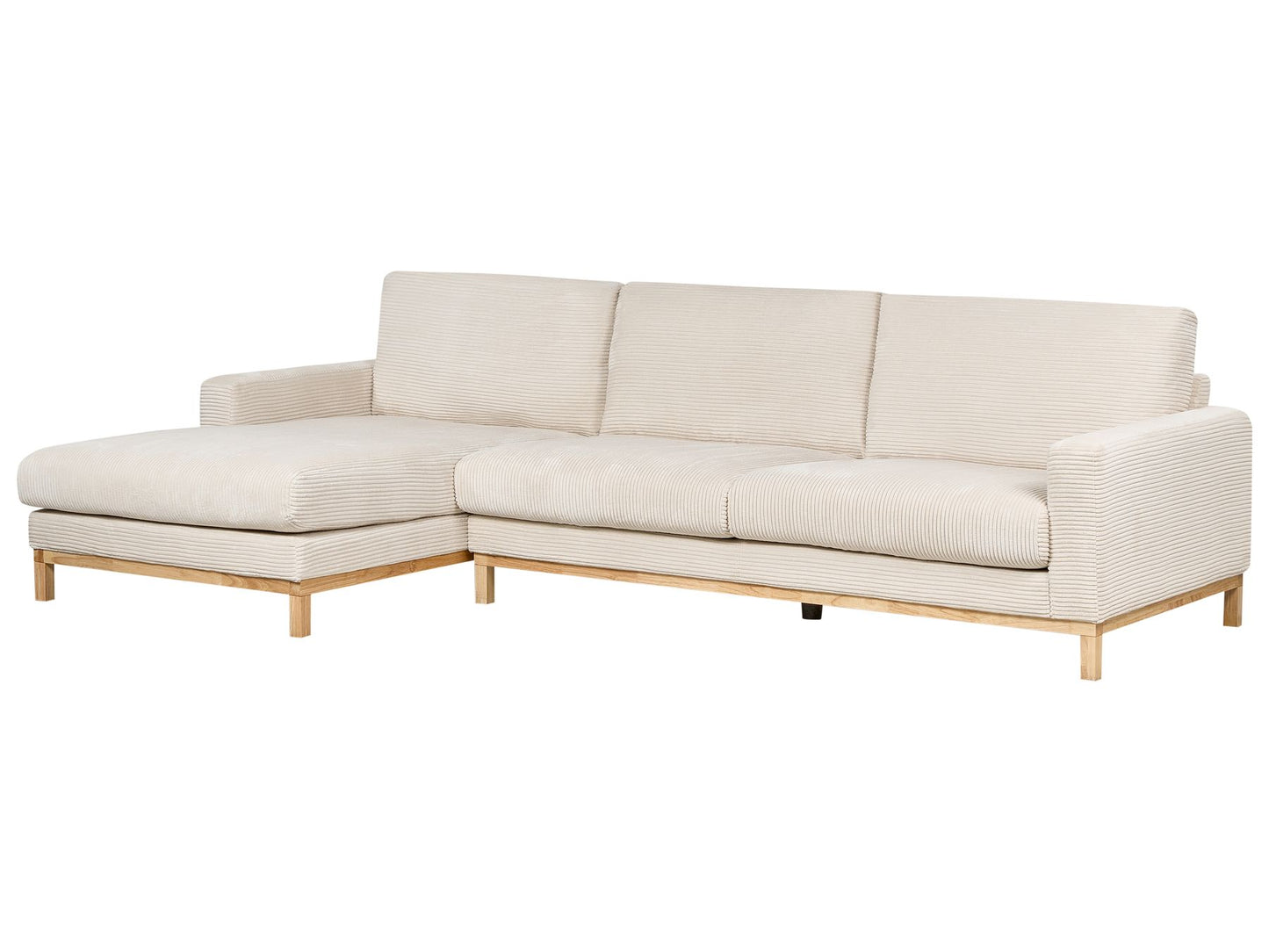 Right Hand Jumbo Cord Corner Sofa Light Beige SIGGARD
