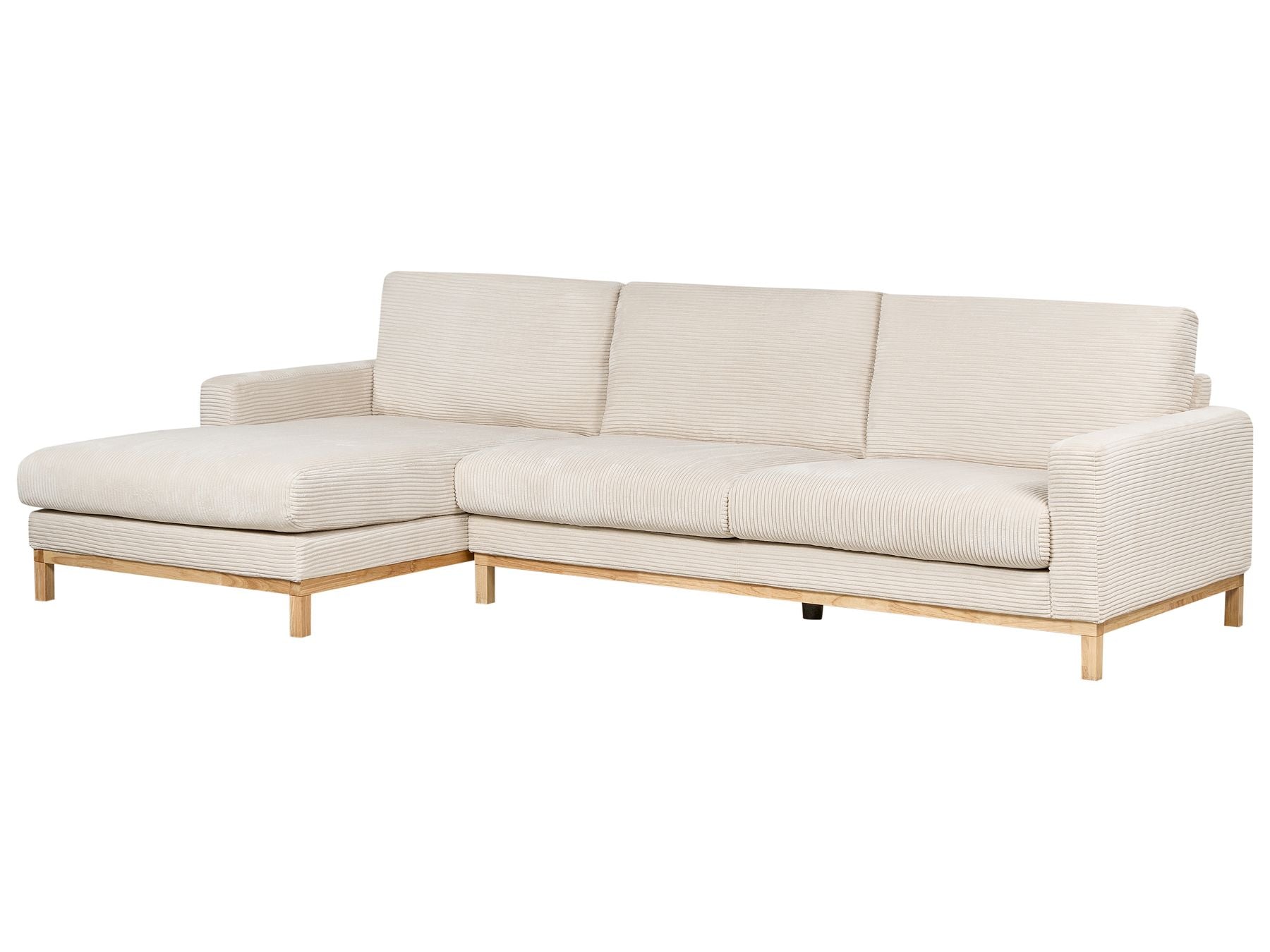 Right Hand Jumbo Cord Corner Sofa Light Beige SIGGARD
