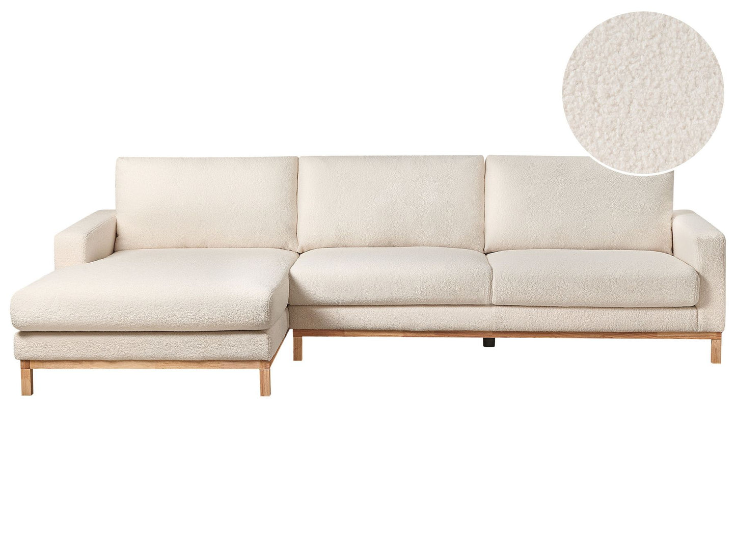 Right Hand Boucle Corner Sofa White SIGGARD