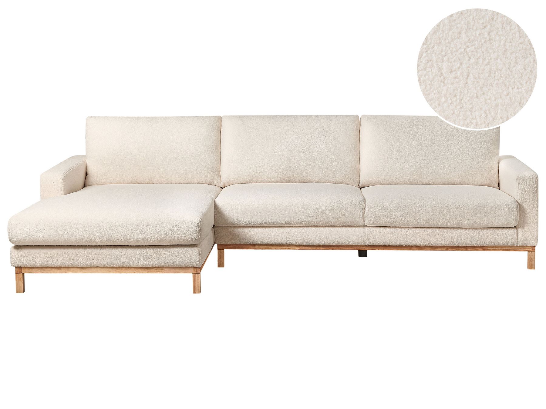 Right Hand Boucle Corner Sofa White SIGGARD