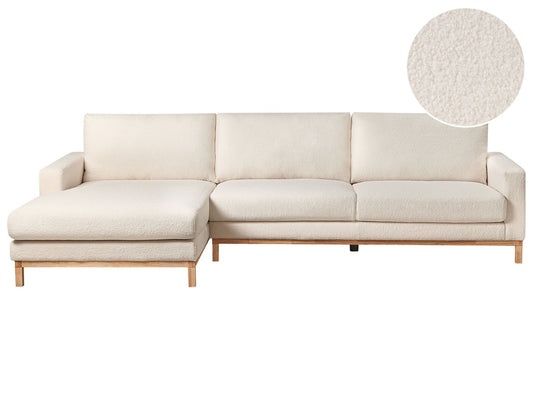 Right Hand Boucle Corner Sofa White SIGGARD