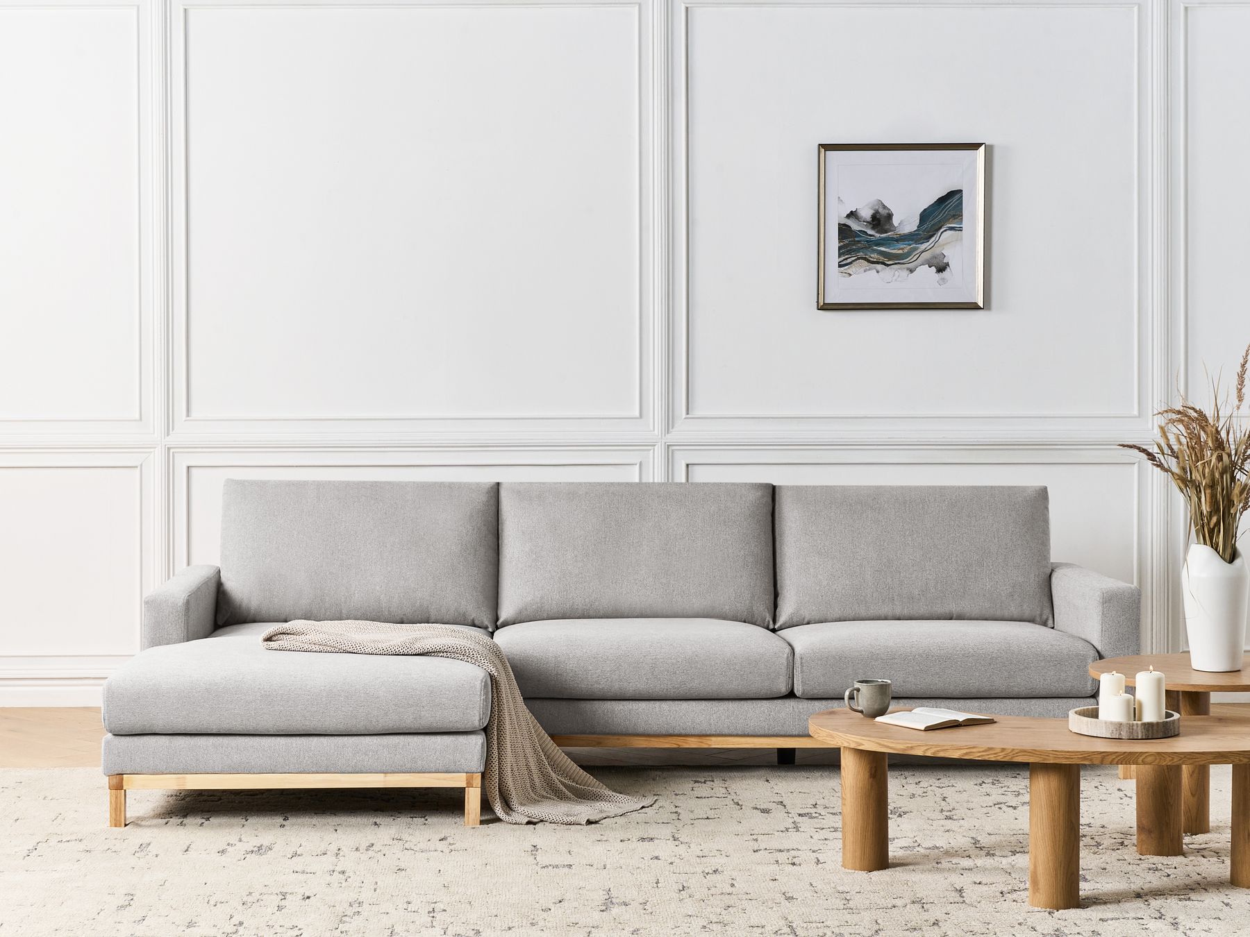 Right Hand Fabric Corner Sofa Grey SIGGARD
