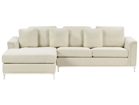 Right Hand Fabric Corner Sofa Beige OSLO