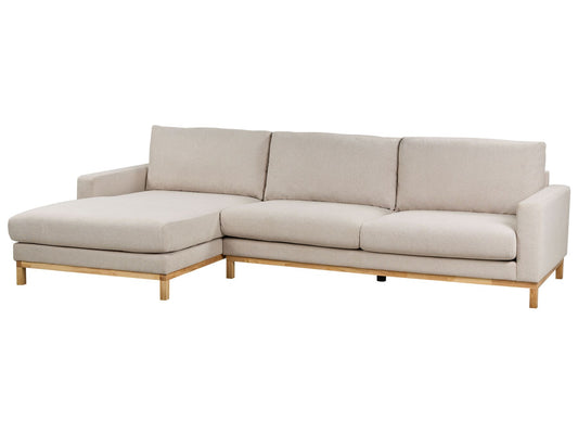 Right Hand Fabric Corner Sofa Beige SIGGARD