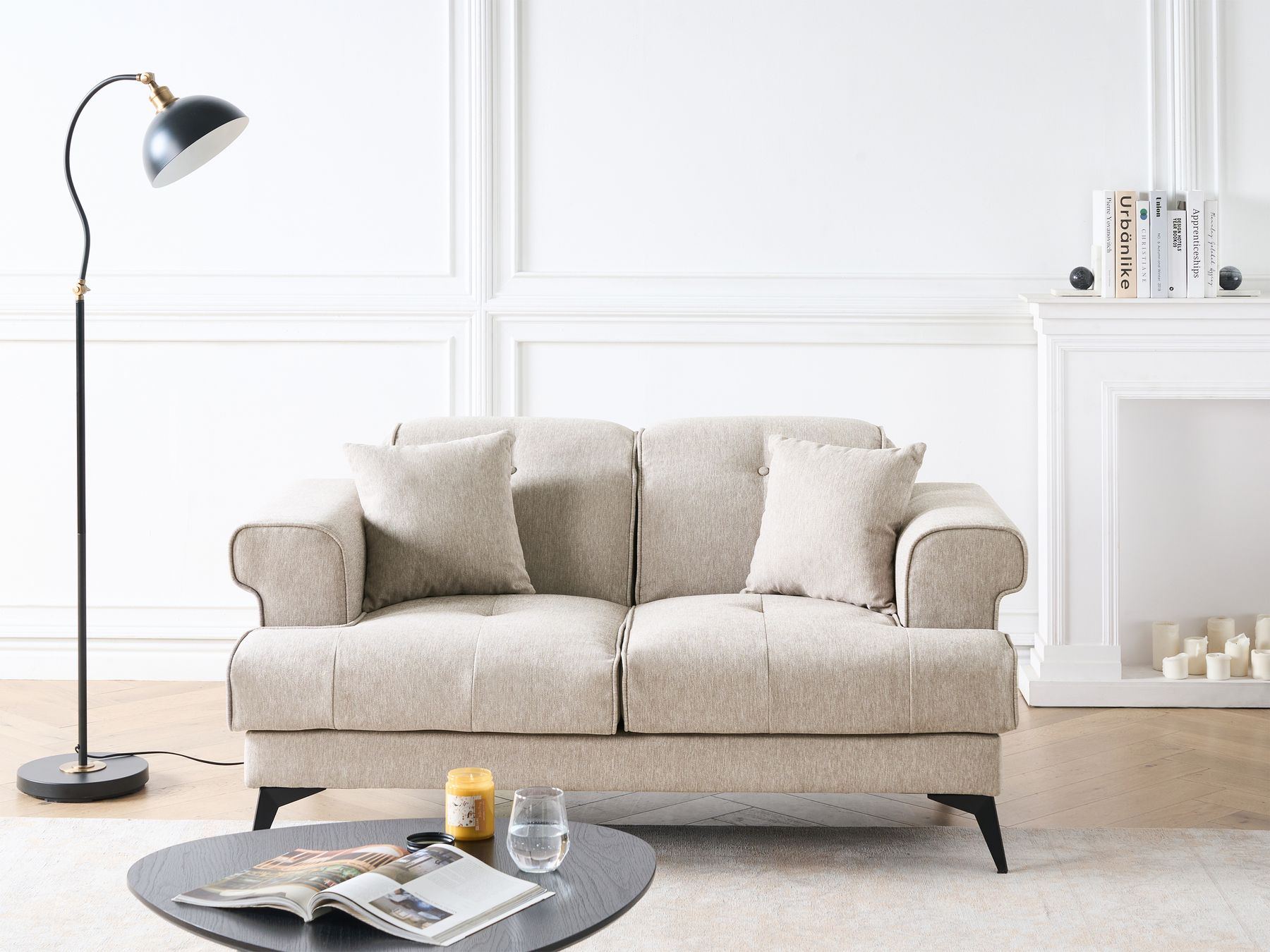 2 Seater Fabric Sofa Taupe SKIVE