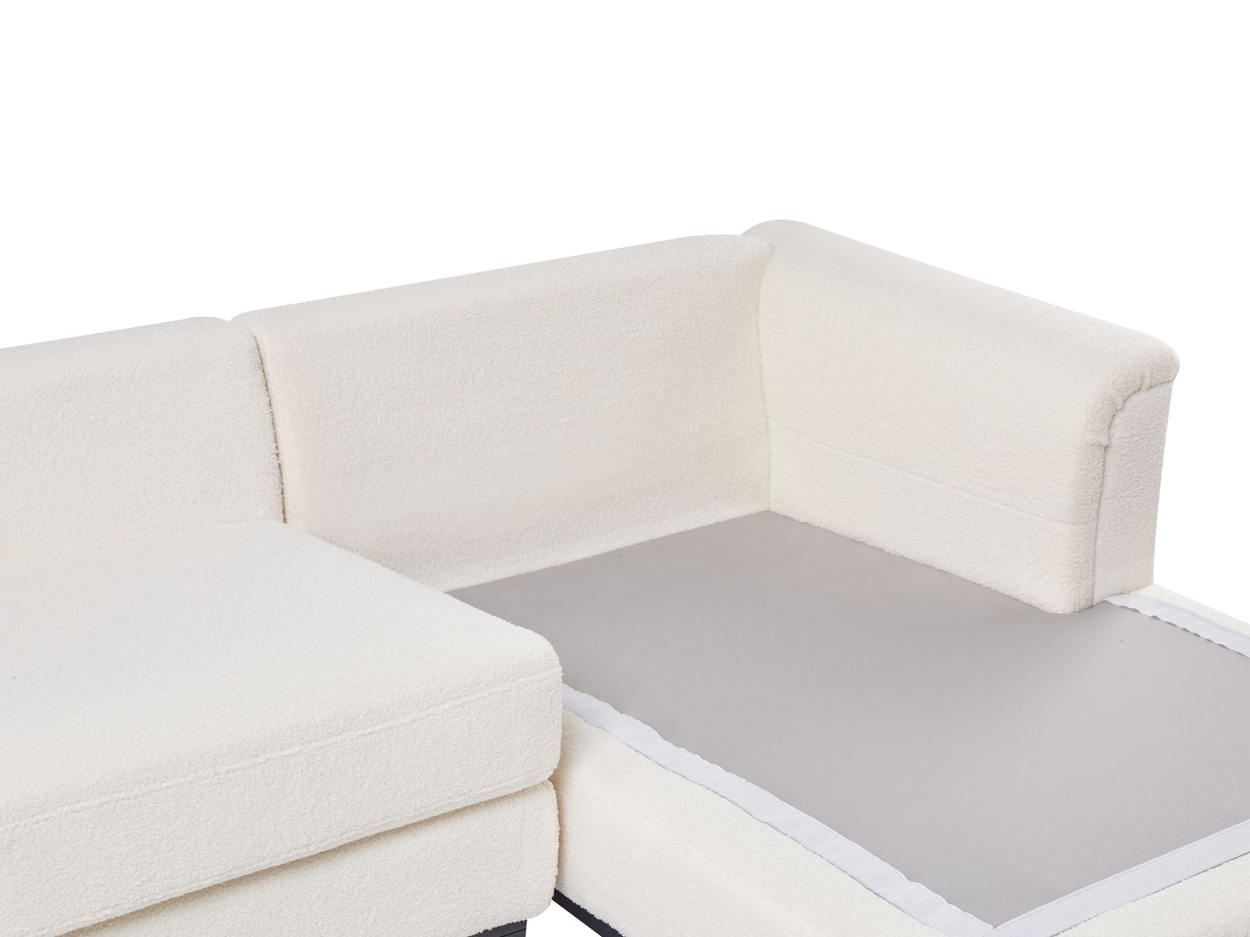 Corner Sofa OSLO Boucle White 4 Seater Left Hand