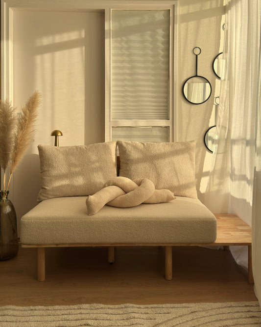 2 Seater Boucle Sofa with Table Beige SALO