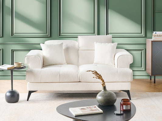 2 Seater Boucle Sofa White SKIVE
