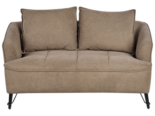 2 Seater Fabric Sofa Brown HOBRO
