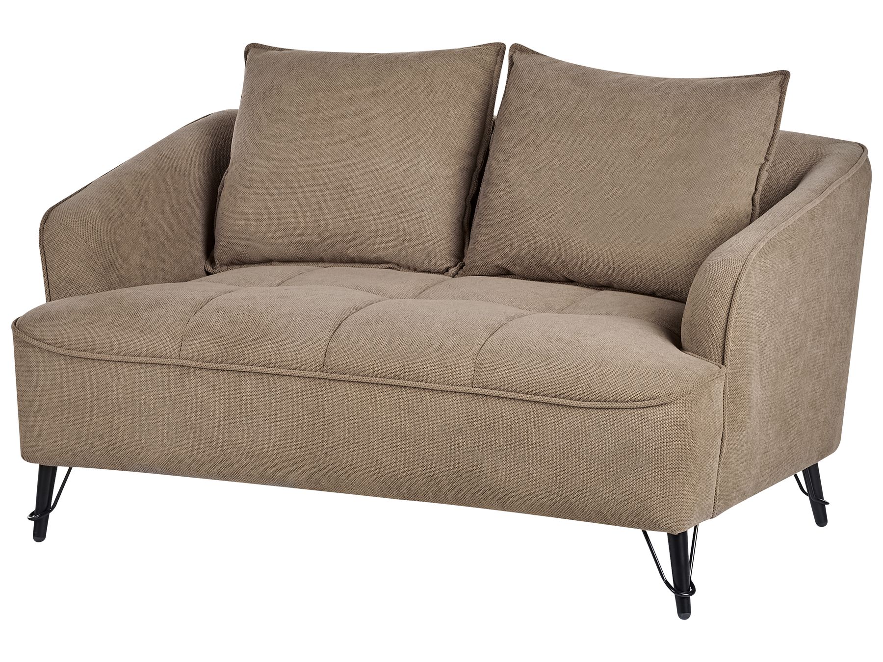 2 Seater Fabric Sofa Brown HOBRO