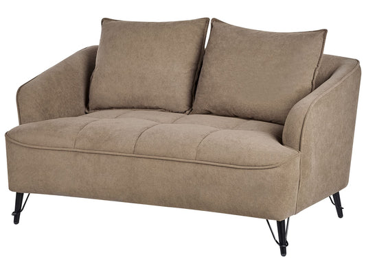 2 Seater Fabric Sofa Brown HOBRO