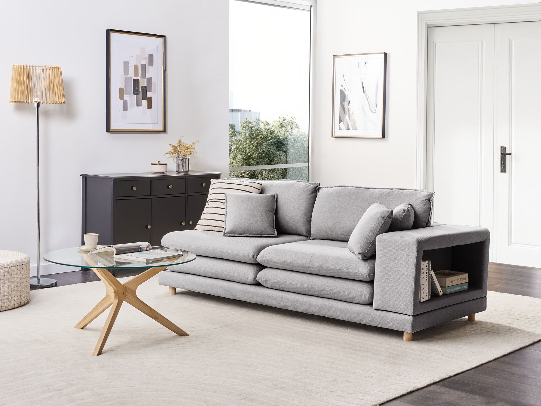 2 Seater Fabric Sofa Grey HEDEN
