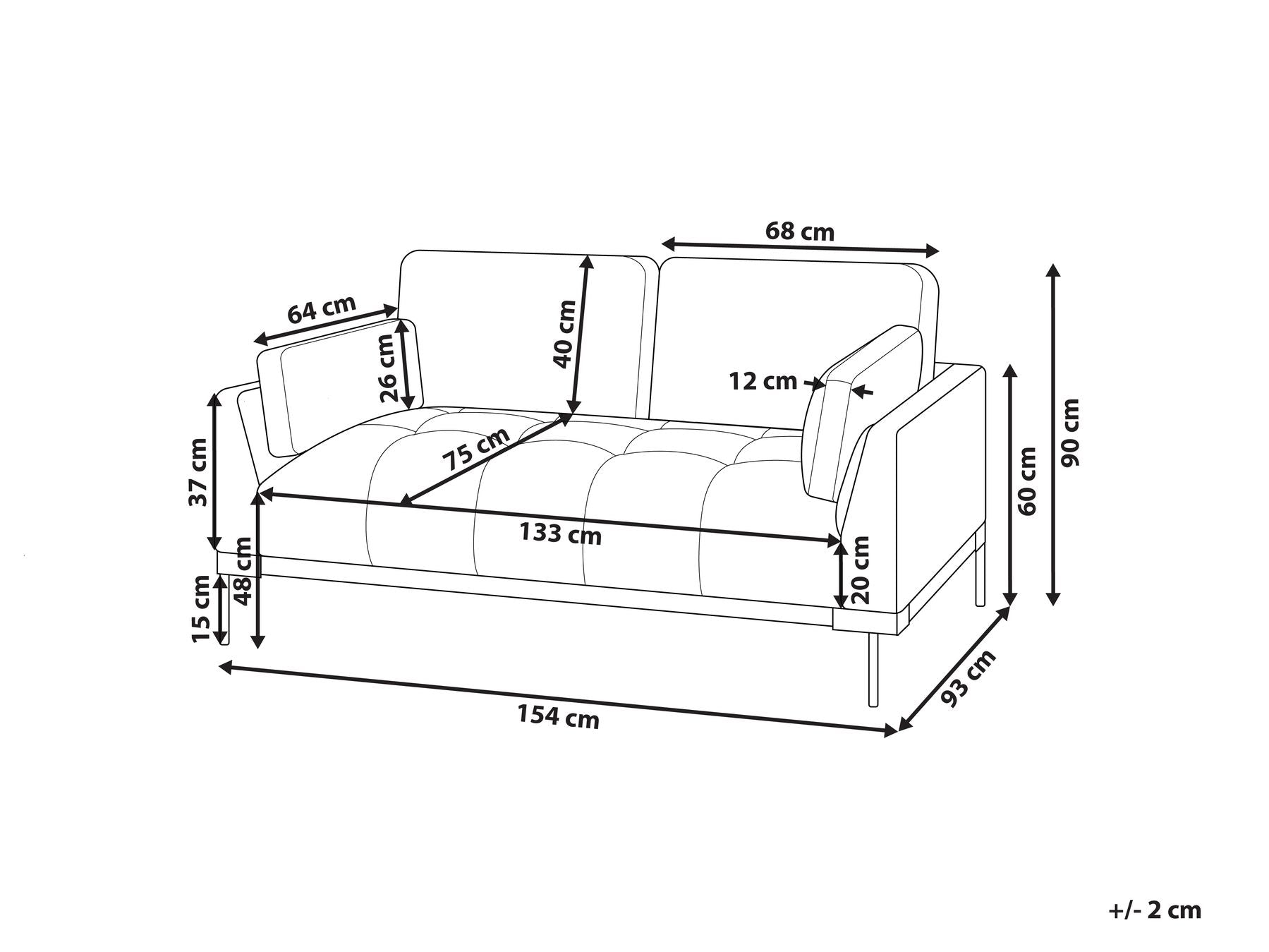 2 Seater Fabric Sofa Light Beige SKAVEN