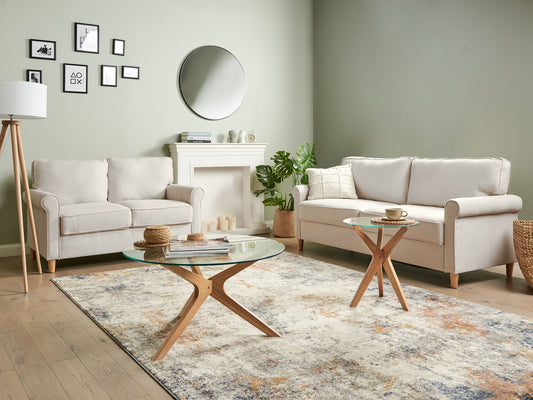 2 Seater Fabric Sofa Light Beige RONNEBY