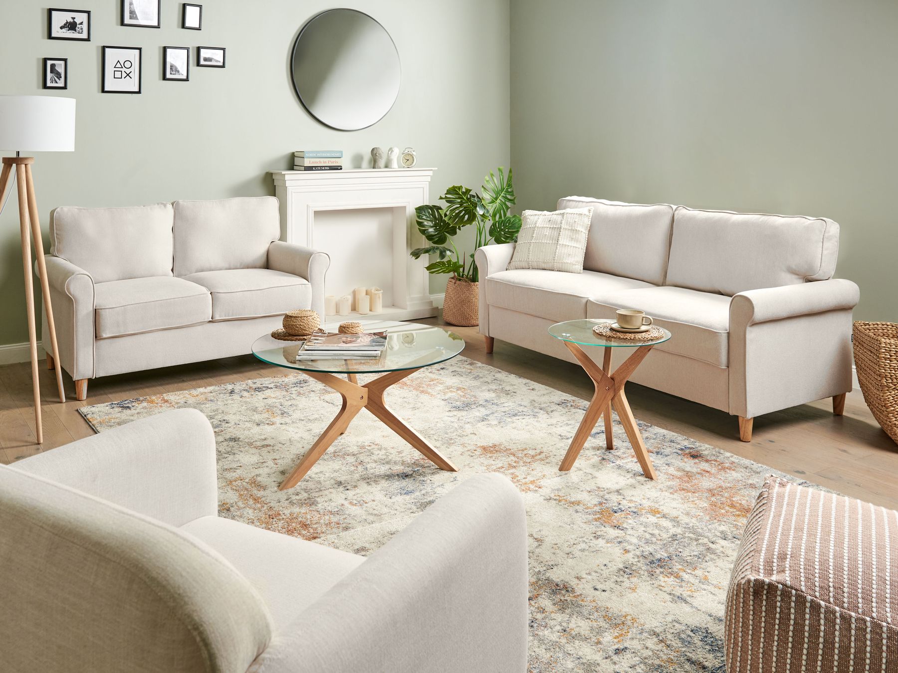 2 Seater Fabric Sofa Light Beige RONNEBY