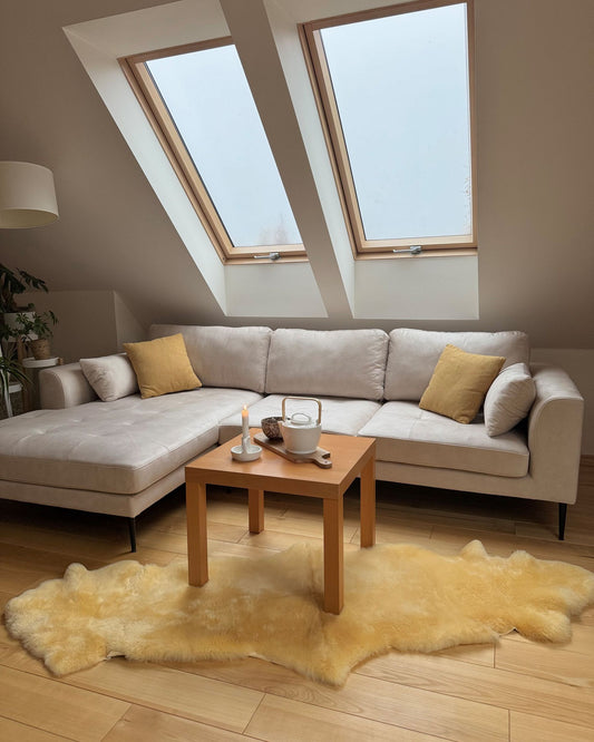 Velvet Right Hand Corner Sofa Cream FLAM