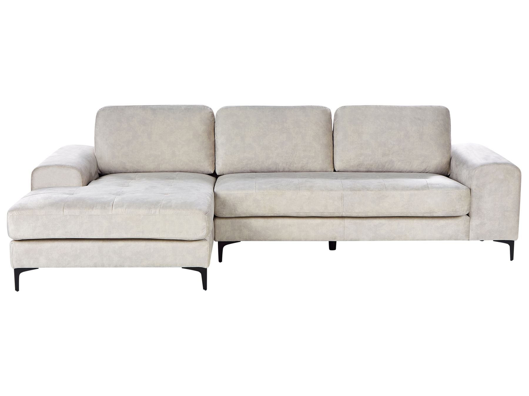 Right Hand Velvet Corner Sofa Light Beige KIRUNA