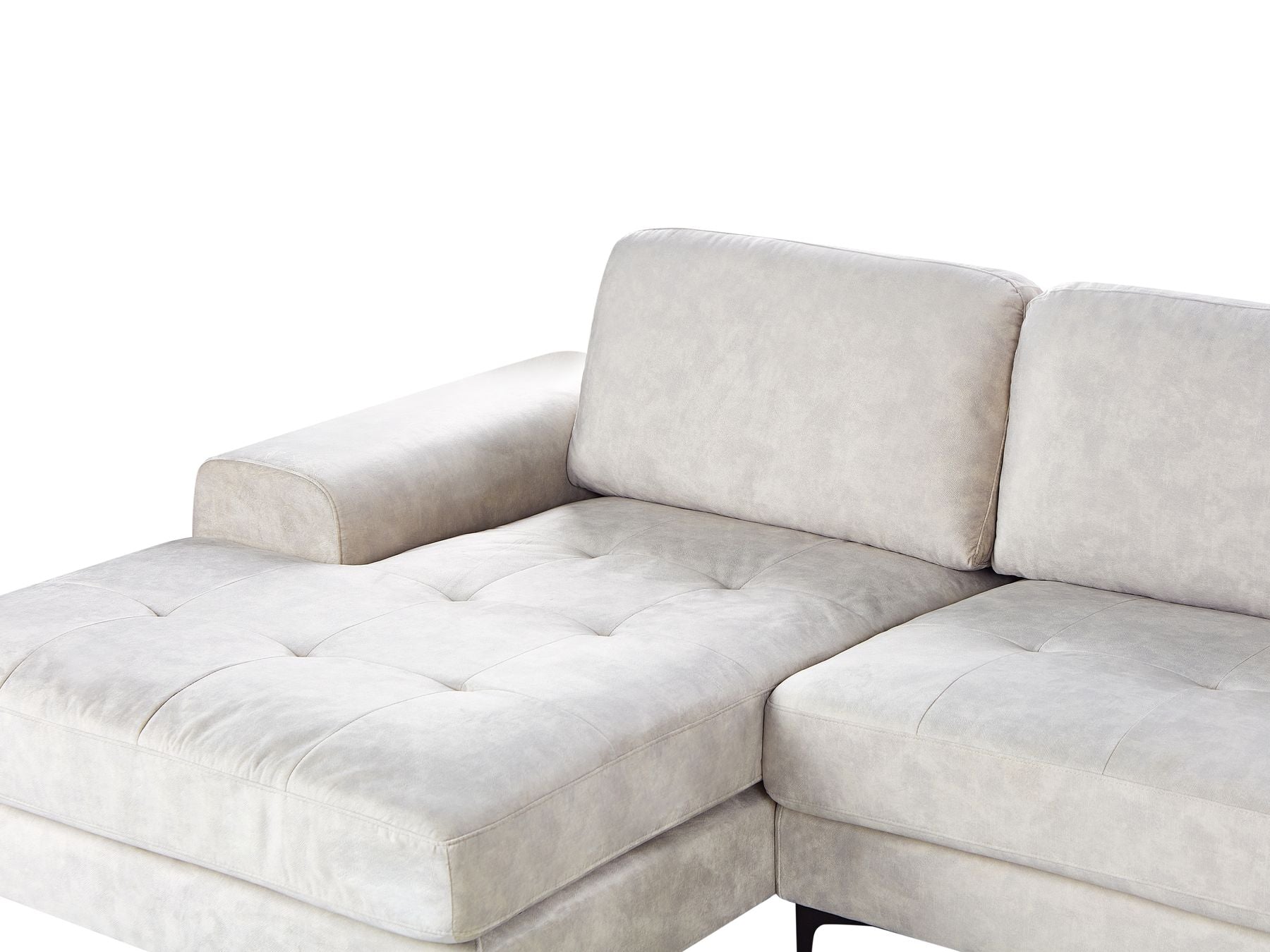 Right Hand Velvet Corner Sofa Light Beige KIRUNA