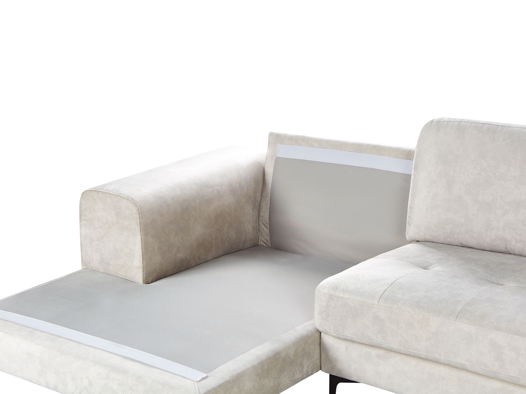 Right Hand Velvet Corner Sofa Light Beige KIRUNA