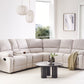 Corner Fabric Manual Recliner Sofa Light Beige ROKKE