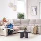 Corner Fabric Manual Recliner Sofa Light Beige ROKKE