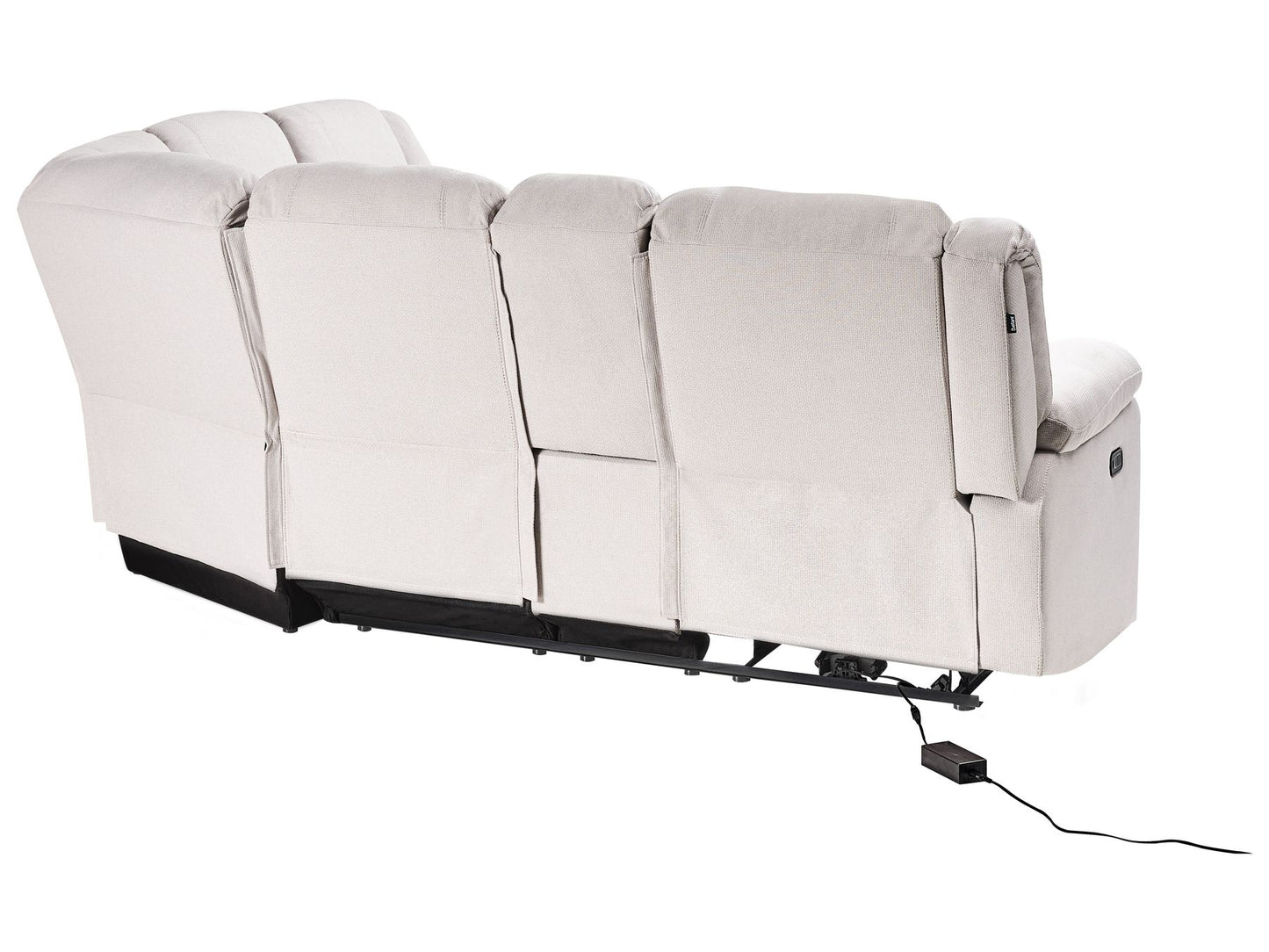 Corner Fabric Electric Recliner Sofa with USB Port Light Beige ROKKE