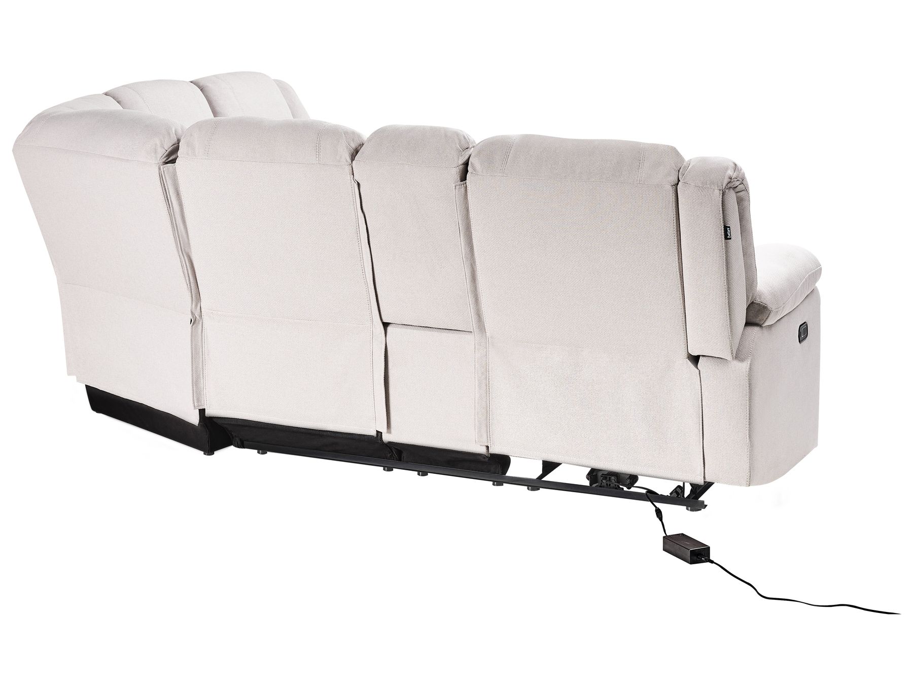 Corner Fabric Electric Recliner Sofa with USB Port Light Beige ROKKE