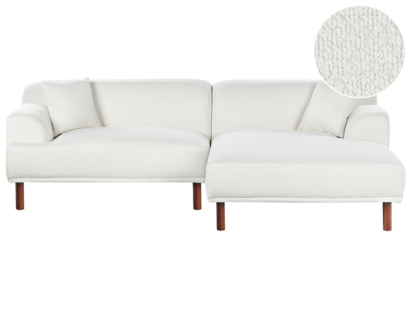 Left Hand Boucle Corner Sofa White HOLT