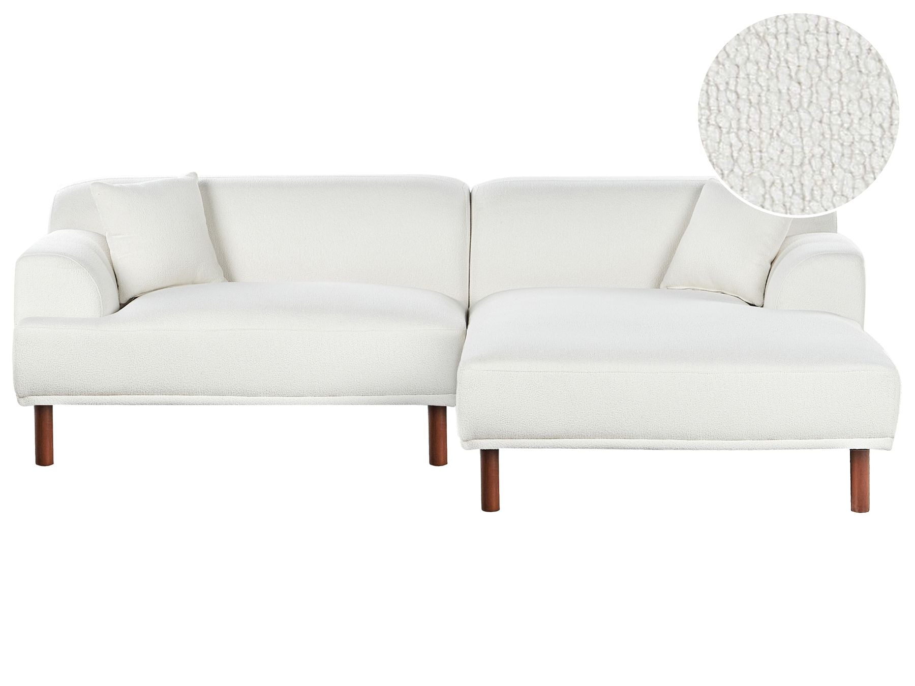 Left Hand Boucle Corner Sofa White HOLT