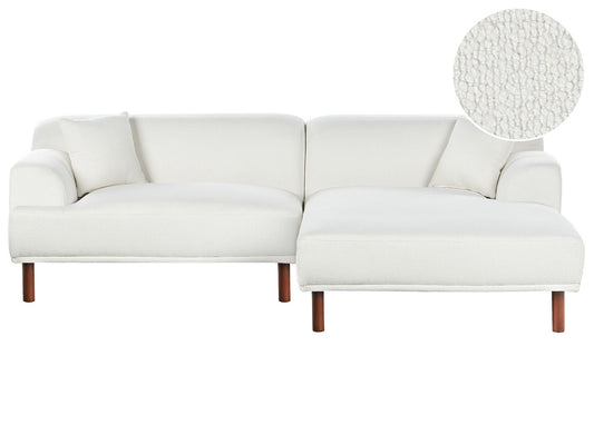 Left Hand Boucle Corner Sofa White HOLT