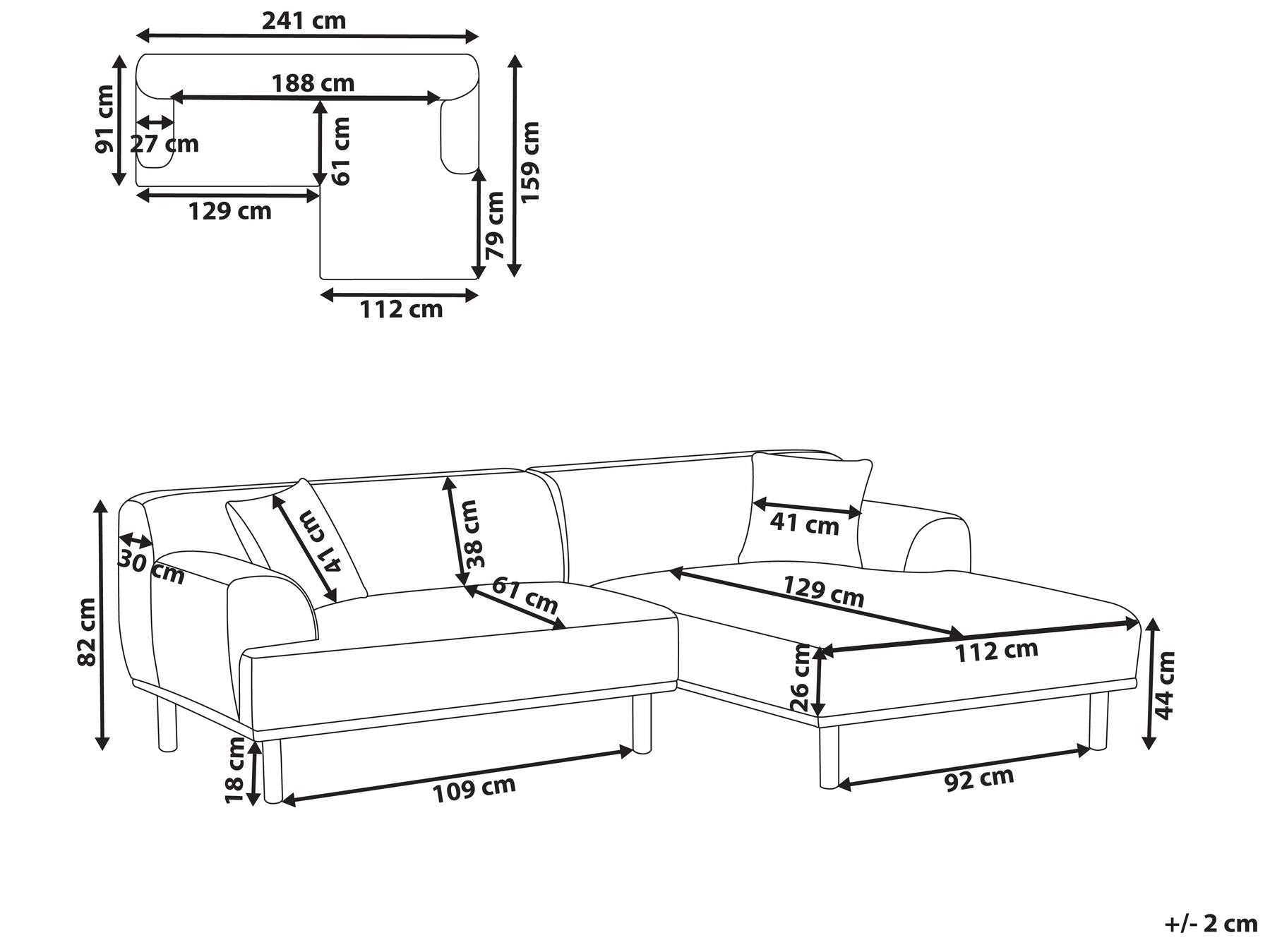 Left Hand Boucle Corner Sofa White HOLT