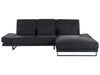 Left Hand Fabric Corner Sofa Black IKAST