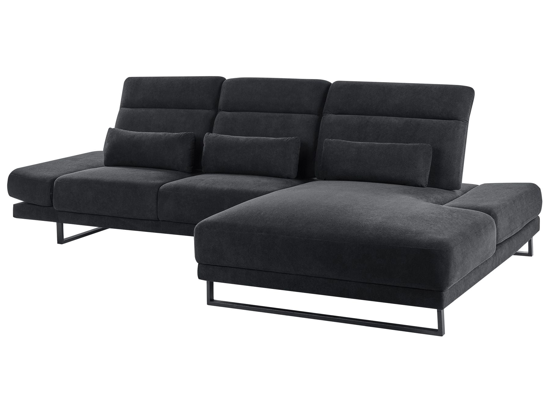 Left Hand Fabric Corner Sofa Black IKAST