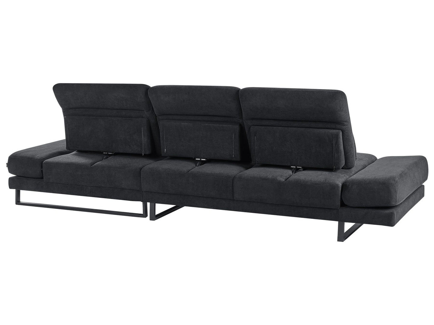 Left Hand Fabric Corner Sofa Black IKAST
