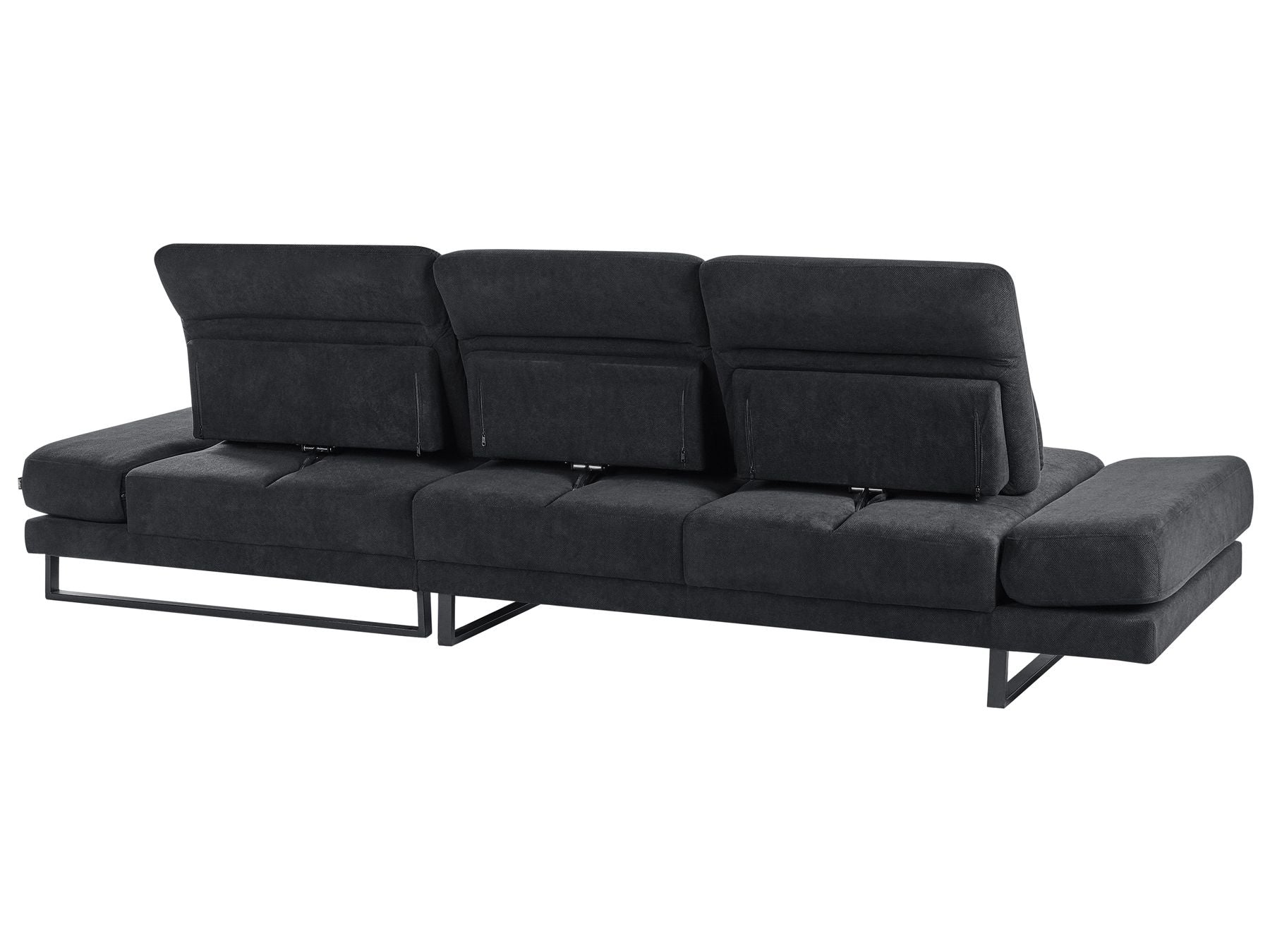 Left Hand Fabric Corner Sofa Black IKAST