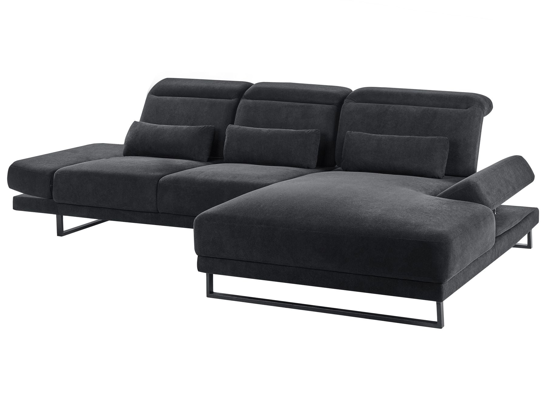 Left Hand Fabric Corner Sofa Black IKAST